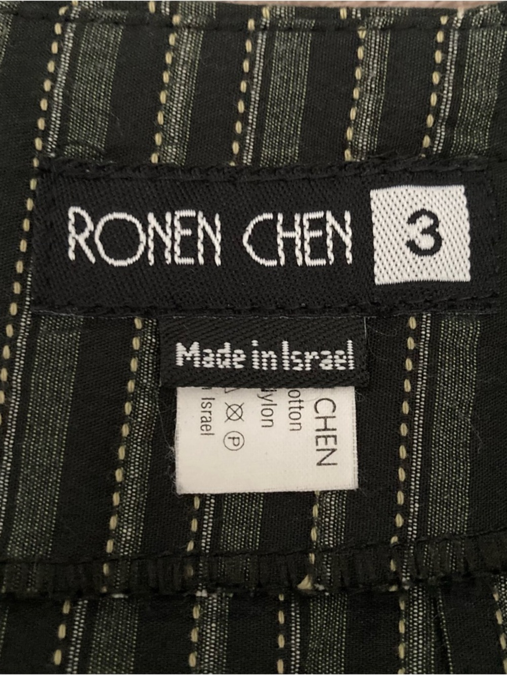 Striped Black and Gray Panel Midi Skirt by Ronen Chen - Picture 6 of 9